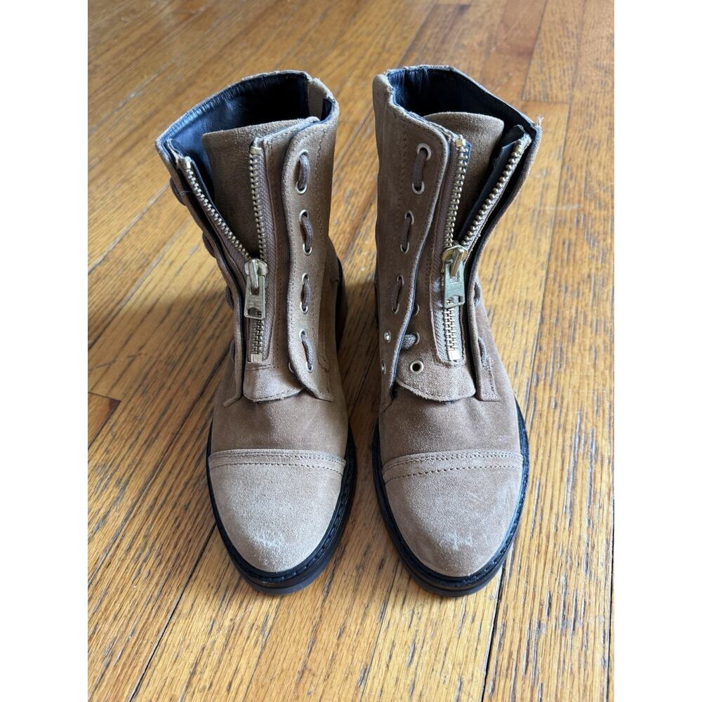 All Saints Ariel Brown Suede Zip Up Combat Boots Size 37 - Picture 13 of 15